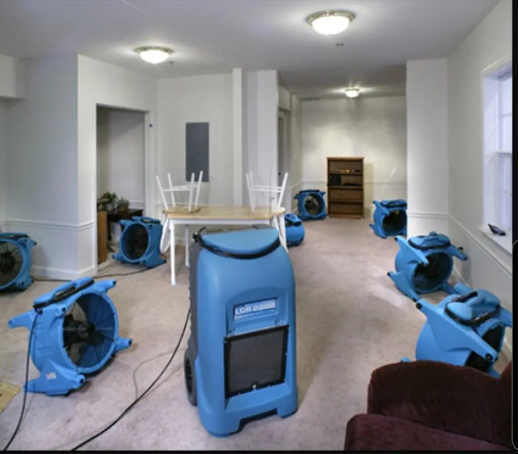 Air movers and dehumidifier setup for Water Extraction & Removal in Madera Acres